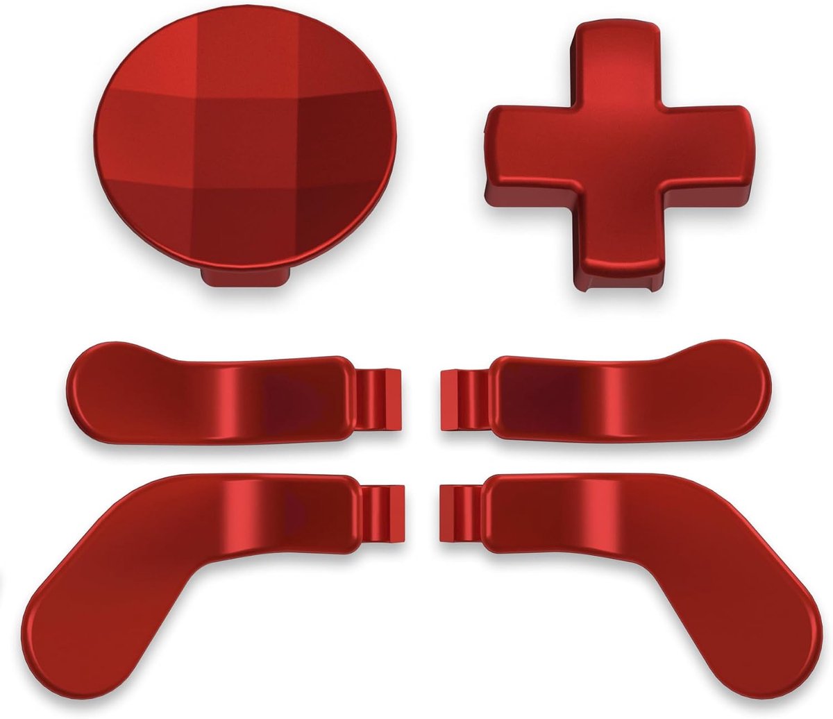 EXtremeRate D-pads Magnetische Roestvrijstalen Terug Peddels Vervangende voor Xbox Elite V1/V2 Controller, Richting Keys Terug Knoppen Button voor Xbox Elite & Elite Series 2 - Metaal Scharlaken Rood