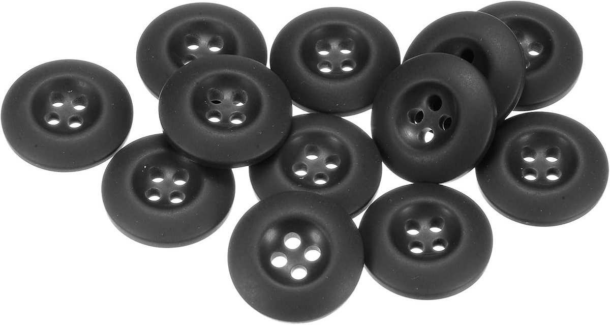 Knopen 4/5 inch (20 mm) plat rond van hars met 4 gaten voor militaire uniformen broeken jassen tassen zwart