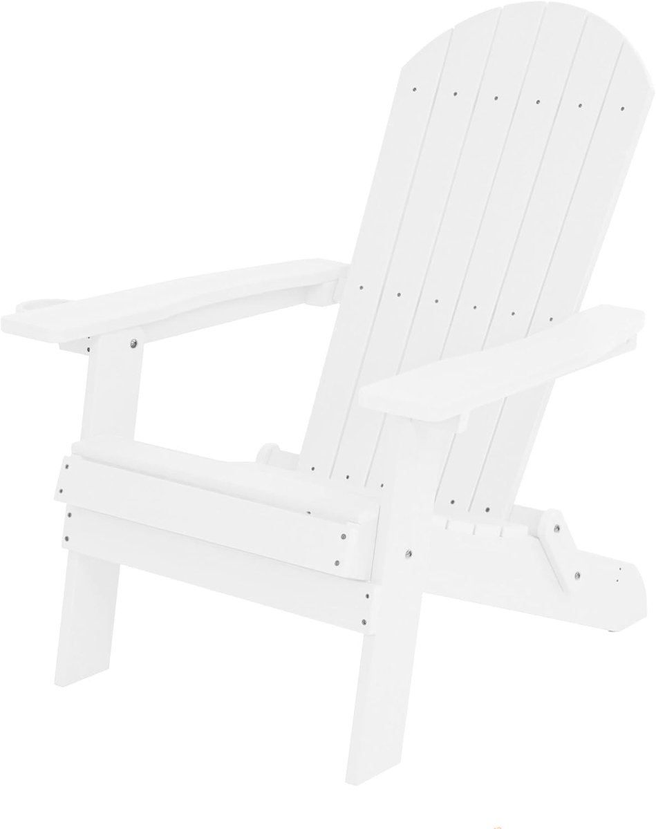 Claire Adirondackstoel van Kunststof in wit | Kunststof Tuinstoel/loungestoel voor 1 persoon met armleuningen & hoge rugleuning | 84,5 x 77 x 95,5 cm