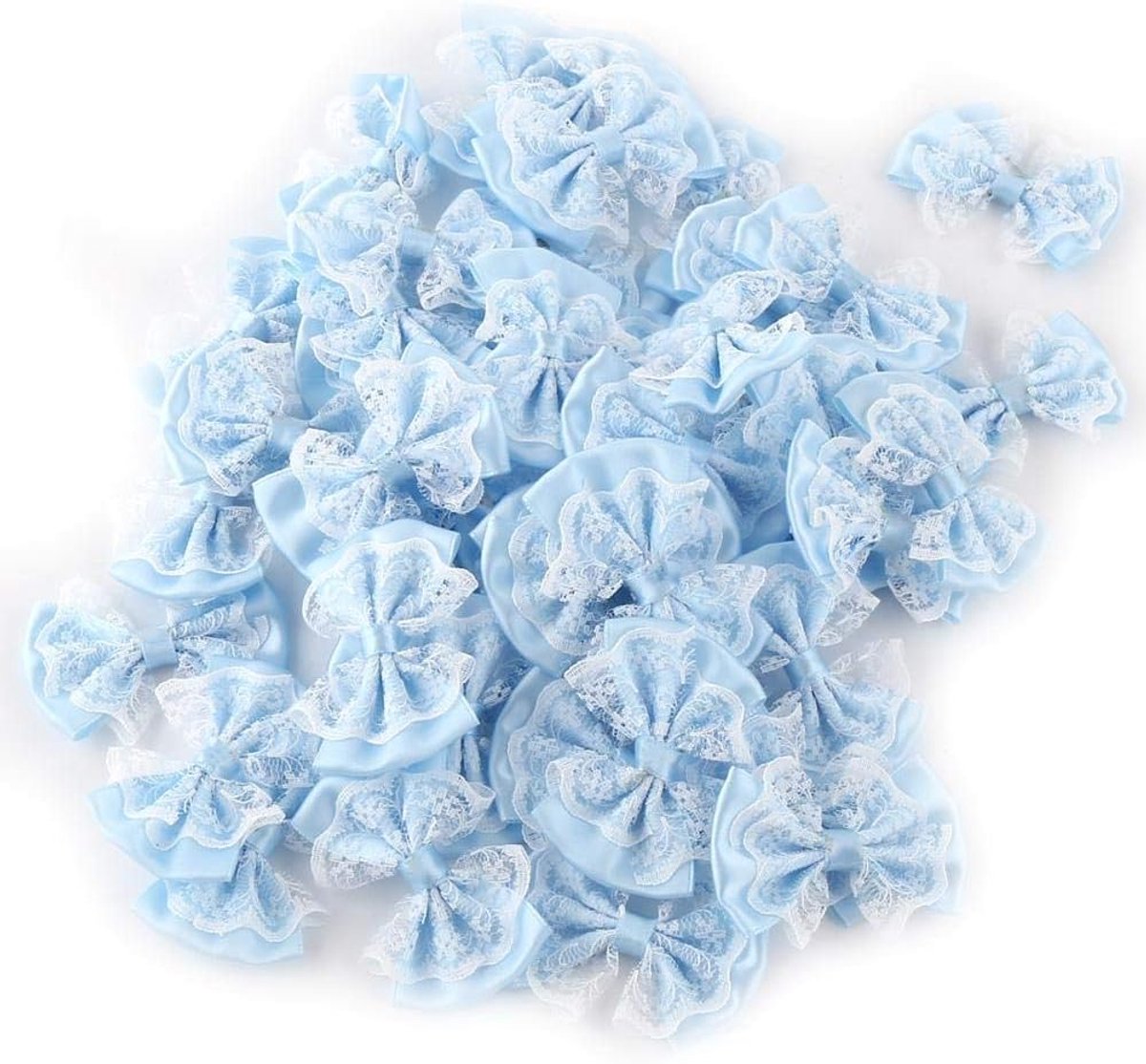 Decoratieve Strikken, 50 Stuks, Handgemaakte Mini Linten voor Bruiloftsdecoratie, Kleding, Rokken, Hoofdbanden en Sokken, Blauw