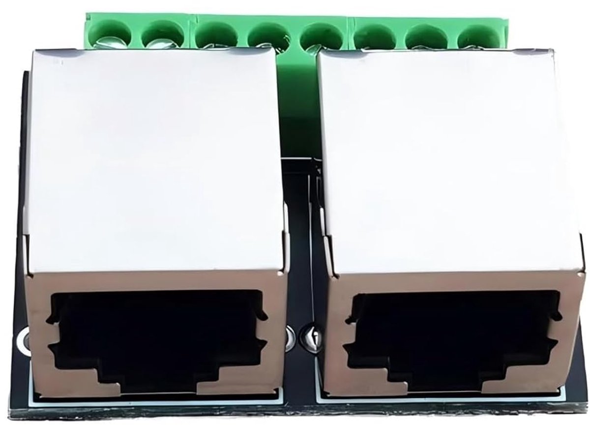 4 stuks RJ45 Ethernet breakout board enkele bus-adapter, 2,54 mm/3,5 mm pitch 8-polige schroefaansluiting, enkele/dubbele bus naar 8-pins adapter (dubbele bus)