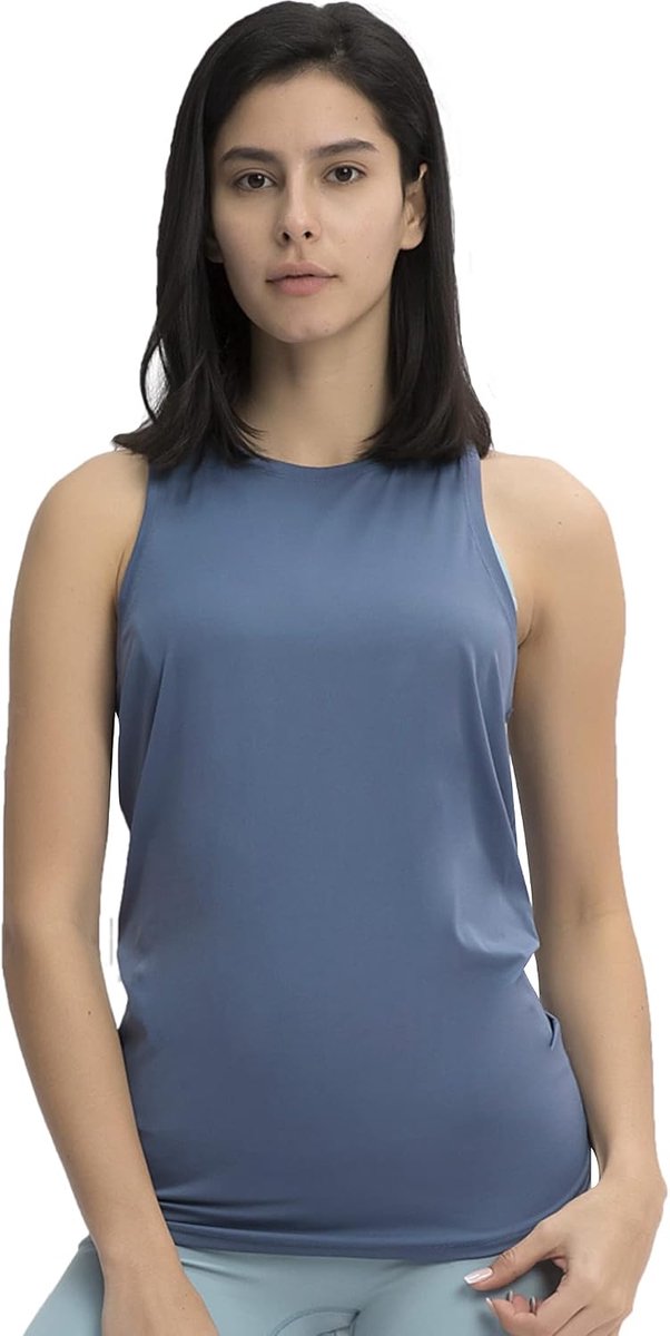 Tanktop voor dames, sporttops, zomer, workout, crossback, loopshirt, mouwloos, bovenstuk, ademend, shirt voor yoga, fitness, gym, training, verpakking van 3 stuks, blauw, XL