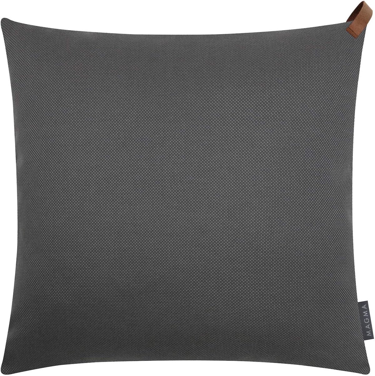 Mokebo Outdoor Kissenbezug 'Das Sonnenplätzchen' met leren lus voor terras en balkon, vierkante kussenhoes in Outdoorstof in Antraciet in 50x50cm, hoes voor kussen of sierkussen | Outdoorstof in Antraciet