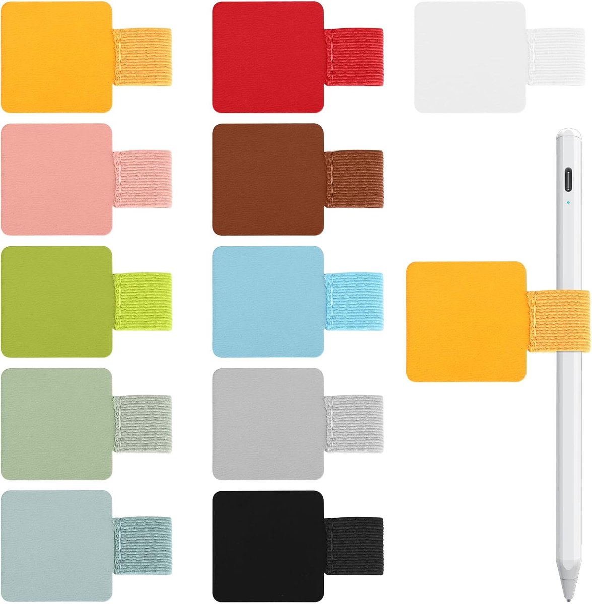 11 stuks pennenlussen, zelfklevende lederen pennenhouder, notitieboek, lederen pennenringhouder, zelfklevende elastische penlus, pennenhouder voor notitieboek, dagboek, kalender, 11 kleuren
