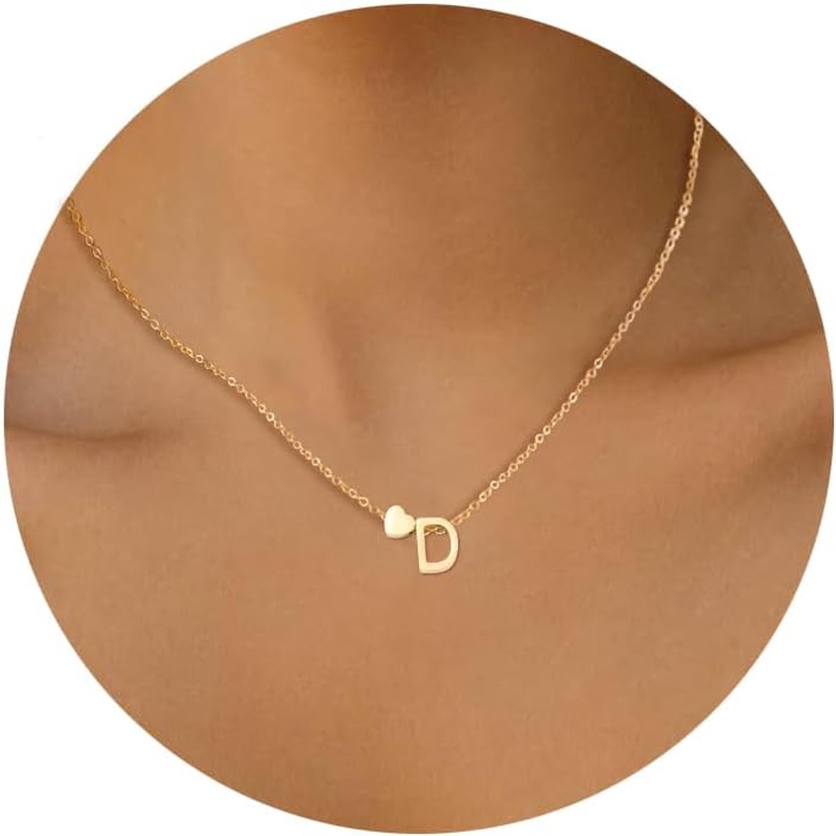 stalen letterhanger met monogram hart voor dames, goud en zilver, met karabijnsluiting, klassieke hartketting om cadeau te geven, Roestvrij staal