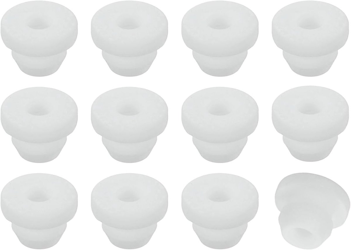 24 stuks rubberen ogen, ID-schijvenset, 3,5 mm, montagediameter 6 mm, brandwerende stoppen voor bekabeling van elektrische behuizing, wit