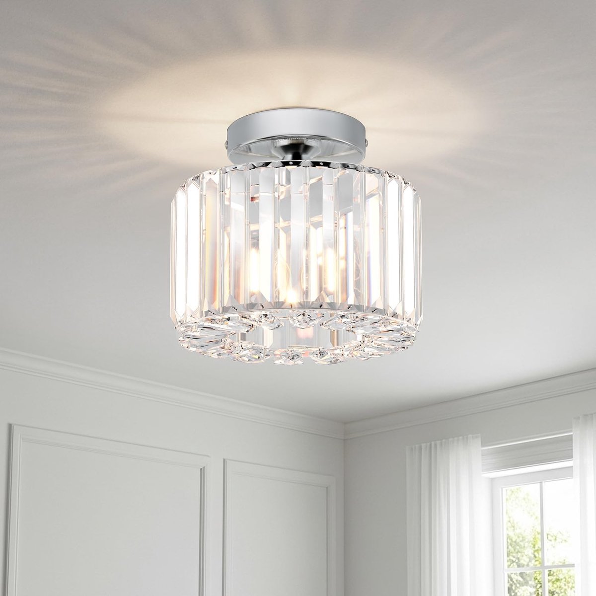 Kronenlamp moderne plafondlamp - kristallen lampenkap - E27 fitting - stijlvol voor slaapkamer - SnelShoppen