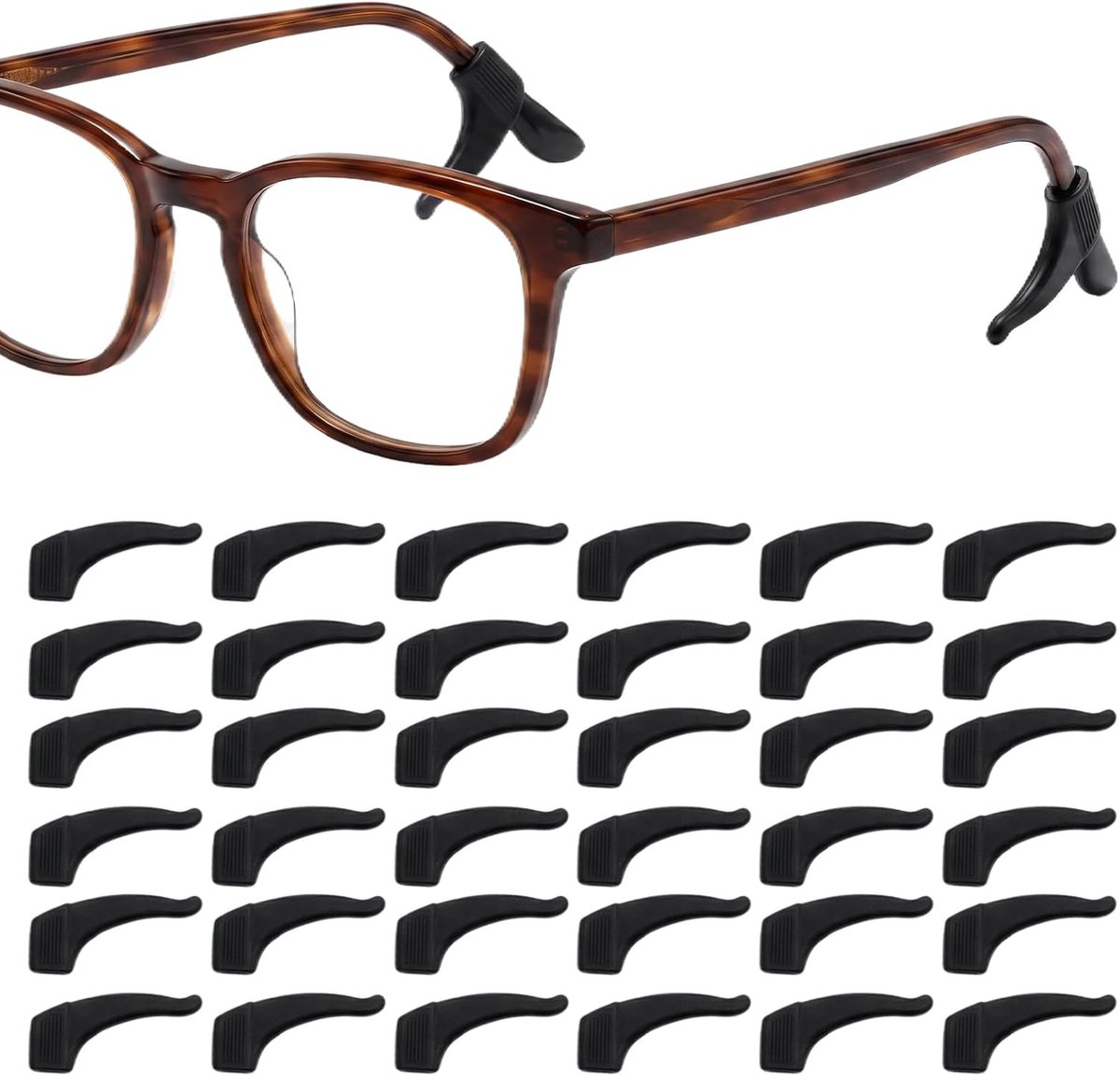 18 paar brillenpootjes, siliconen coating, antislip antislipstop voor brillen, brilhouder oor, geschikt voor zonnebrillen, leesbrillen en normale brillen, zwart