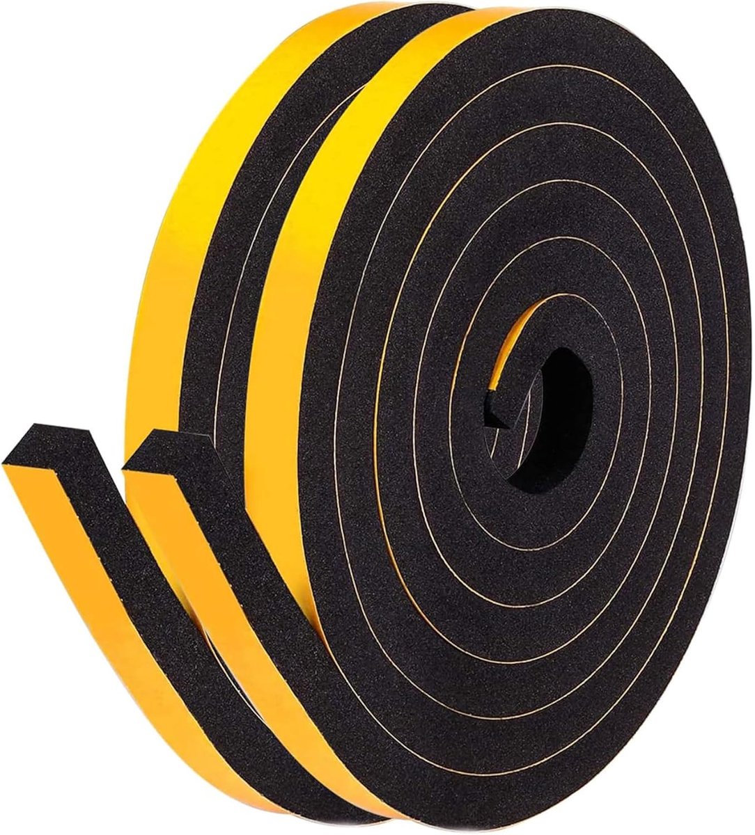 Afdichtingstape 13x9,5mm voor Deuren en Ramen Sealtape Zelfklevend Schuimtape Rubberen Afdichting Tegen Koude Tocht Geluidsisolatie Tochtstrip Zwart 2 Rollen Totaal 4 Meter