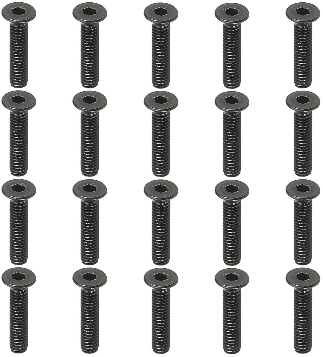 Platte verzonken kopschroeven M2,5 x 12 mm, 50 stuks, platte schroeven met verzonken kop van staal met gemiddelde carbon, inbusschroeven, volledige schroefdraad, zwart oxide 10,9