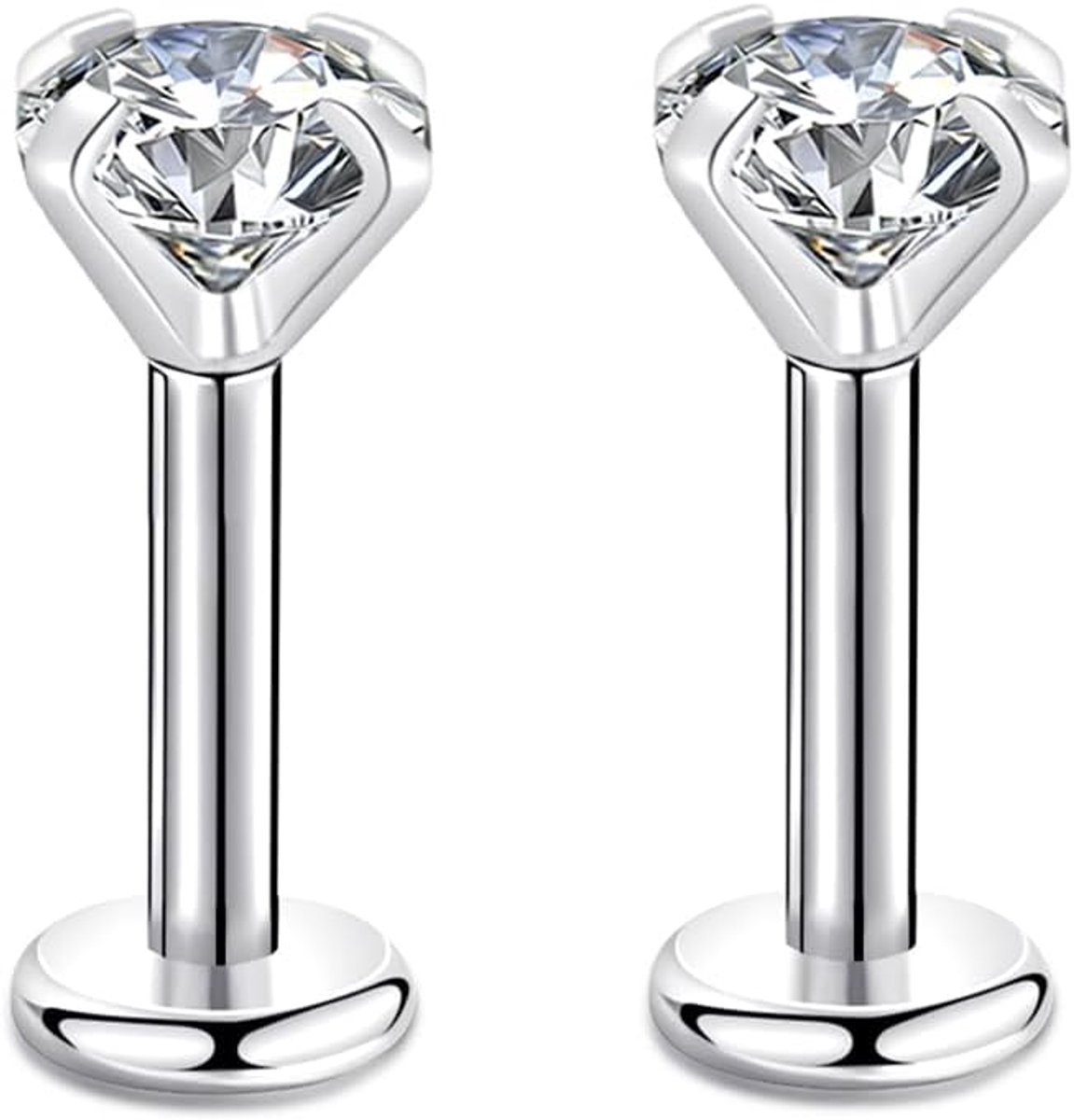 16G 6mm/8mm Bar 2/3/4mm Cubic Zirconia Gem Oor Kraakbeen Tragus Helix Studs Oorbellen Lip Labret Piercing