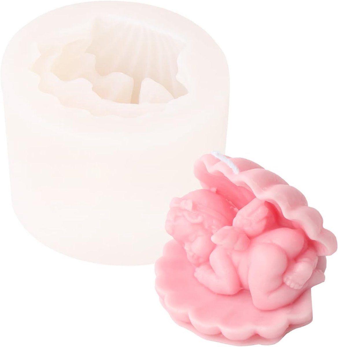 Siliconen, schelpen, zeester, engelkaarsen gieten vormen DIY siliconen vorm kaarsen gietvorm kleine engel kaars maken vormen, fondant vorm chocolade bakvorm (B)