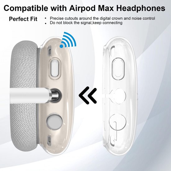 Hoes voor Airpod Max hoofdtelefoon, anti-kras oorkussentje, hoesje/oorschelpenhoes/hoofdband cover voor Airpod Max, 3-in-1 accessoires, beschermhoes voor Airpods Max (TPU Beige) — afbeelding 3