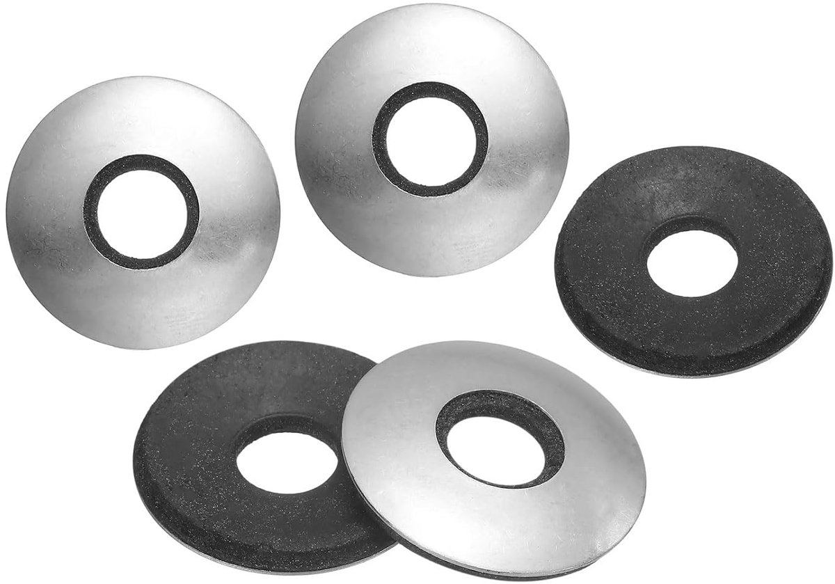 Afdichtingsringen, 100 stuks 3/8" x 1", 304 roestvrij staal, EPDM-gebonden neopreen-afdichtringen voor schroeven en bouten, zilver en zwart