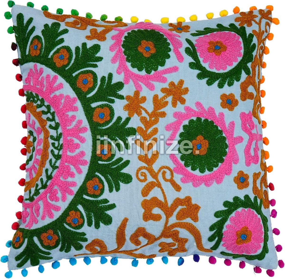 Kussenhoes 40 x 40 cm - Katoen - Traditionele Suzani borduurwerk - Perfect voor je woonkamer - SnelShoppen