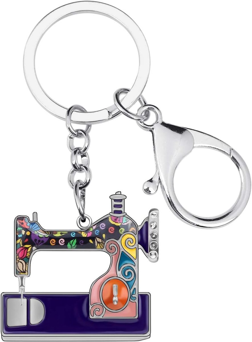 Emaille Metalen Nieuwigheid Naaimachine Sleutelhangers Voor Vrouwen Meisje Gift Auto Purse Bag Ringen Charms