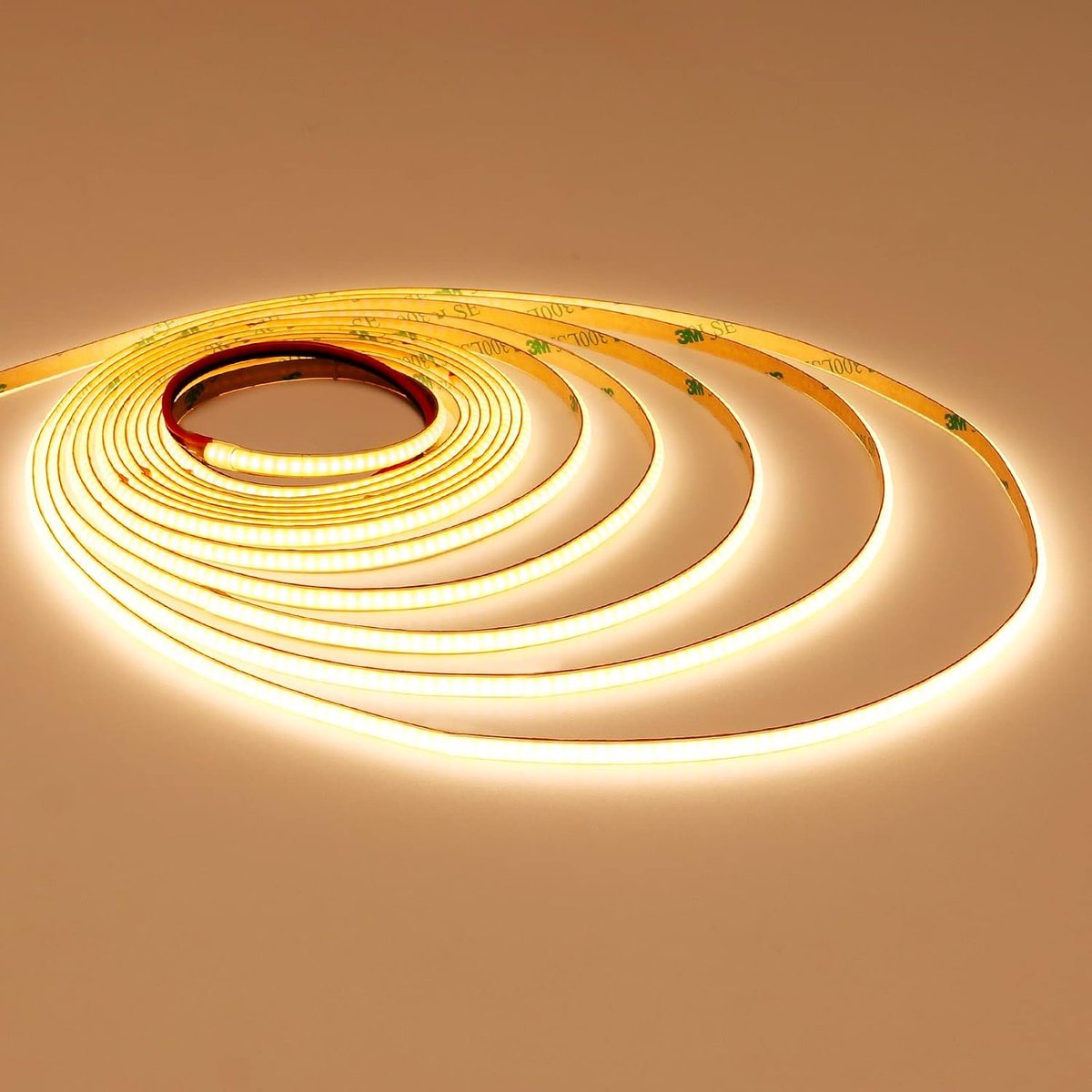 12V Superdunne 3mm COB LED Strip 5M 384LEDs/M Warm Wit 3000K Flexibel Snijbaar CRI>90 Dotless Lineaire Verlichting Keukenkast Trap Winkelvitrine DIY | Ultradun, dimbaar, zonder lichtpunten, zelfklevend, flexibel op maat te snijden, IP20 binnen