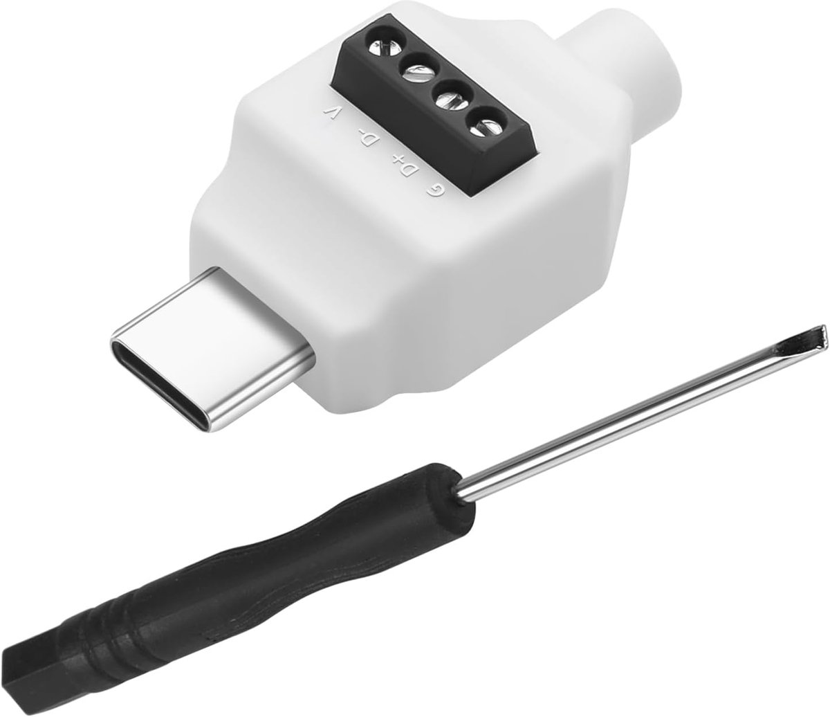 USB C 4Pin Snel Opladen Soldeerloze Connector PD 60W USB Type C Mannelijk naar 4Pin Terminal Data Adapter USB C Crimp Geen Soldeerstekker 480 Mbps 20V3A, voor DIY Reparatie USB A-C Laadkabel