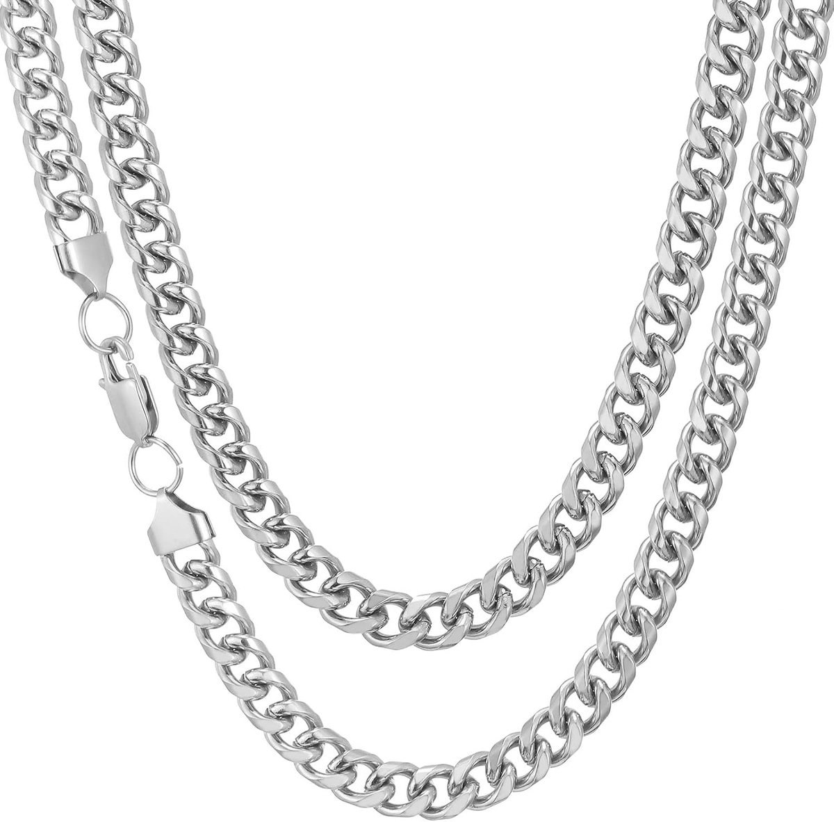 Ketting voor Heren Zilver/Goud/Zwart Cubaanse Herenketting Roestvrij Staal Klassieke Pantserketting 3/4/5/6/7/8mm Hip Hop Halsketting Lengtes 45-65cm Sieraad Cadeau voor Mannen Dames