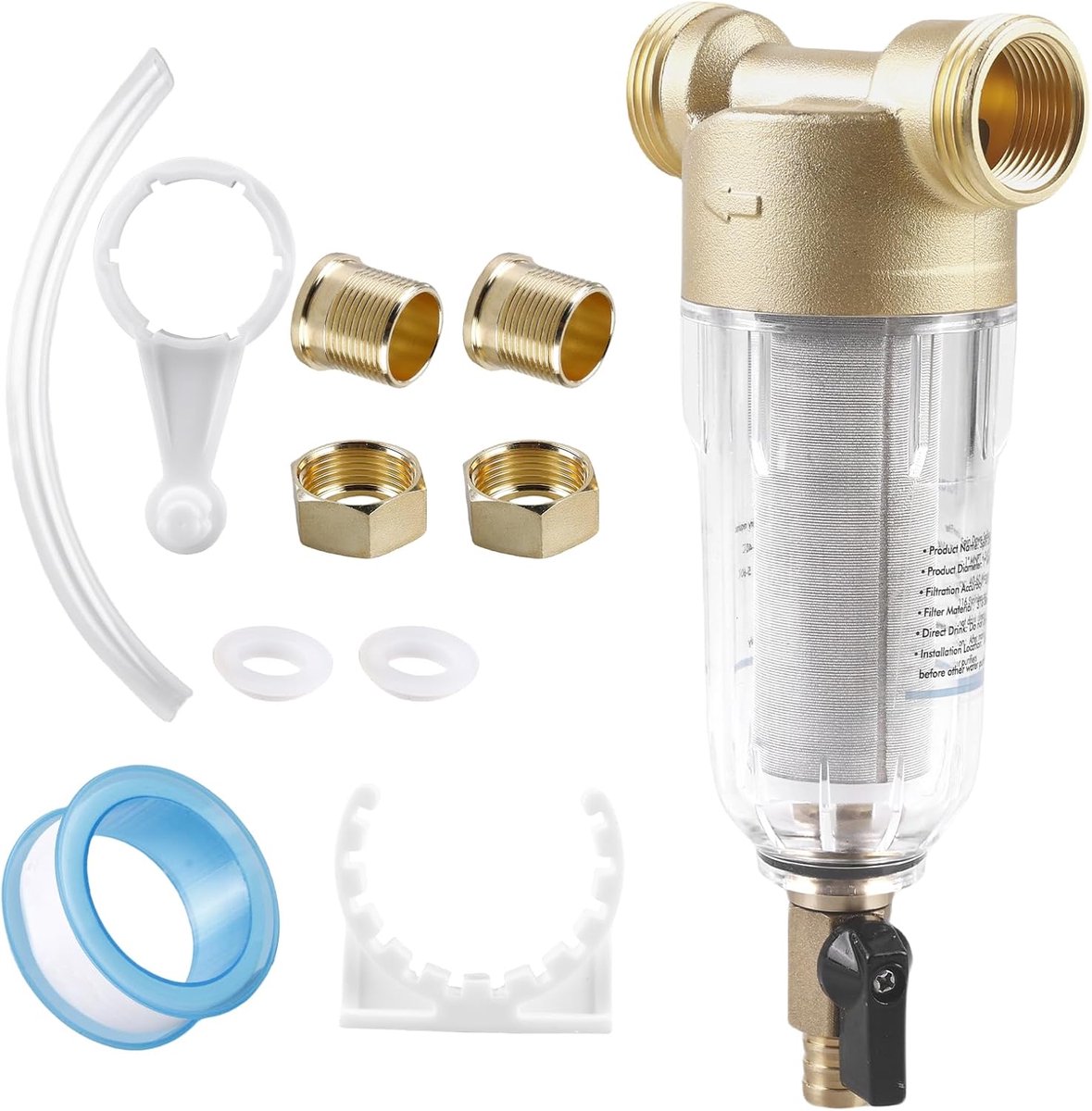 Herbruikbare Spin Down Sediment Waterfilter: 3/4 inch Bronwaterslang-Sedimentfilter, Koper Voorfilter, Waterkraan Vervangfilter, Waterfilter voor Bronwaterslang