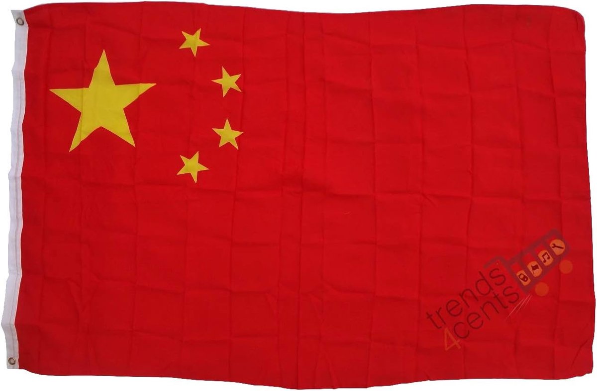 vlag China 90 x 150 cm - stofgewicht 100 g/m2 - uv-bestendig - ideaal als hijsvlag - SnelShoppen
