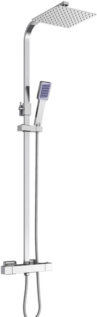 Douche met thermostaat, doucheset, regendouchekop met handdouche, regendouche, douchesysteem, douchearmatuur, douchezuil, regendouche, doucheset verstelbare douchekop, 30 x 30 cm