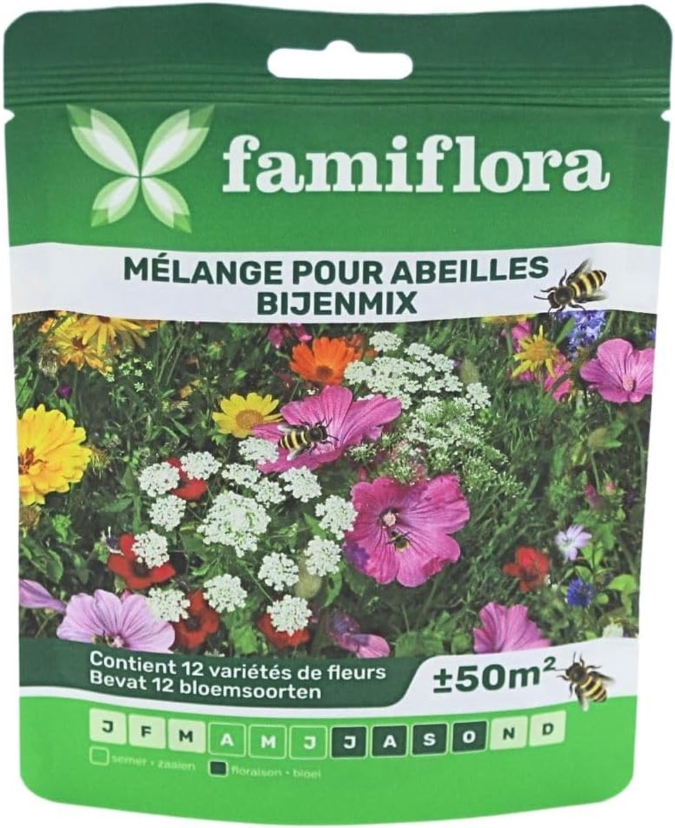 bloemenweide bijenmix - 50m2 - 12 bloemensoorten - trek bijen en bestuivers naar je tuin - SnelShoppen