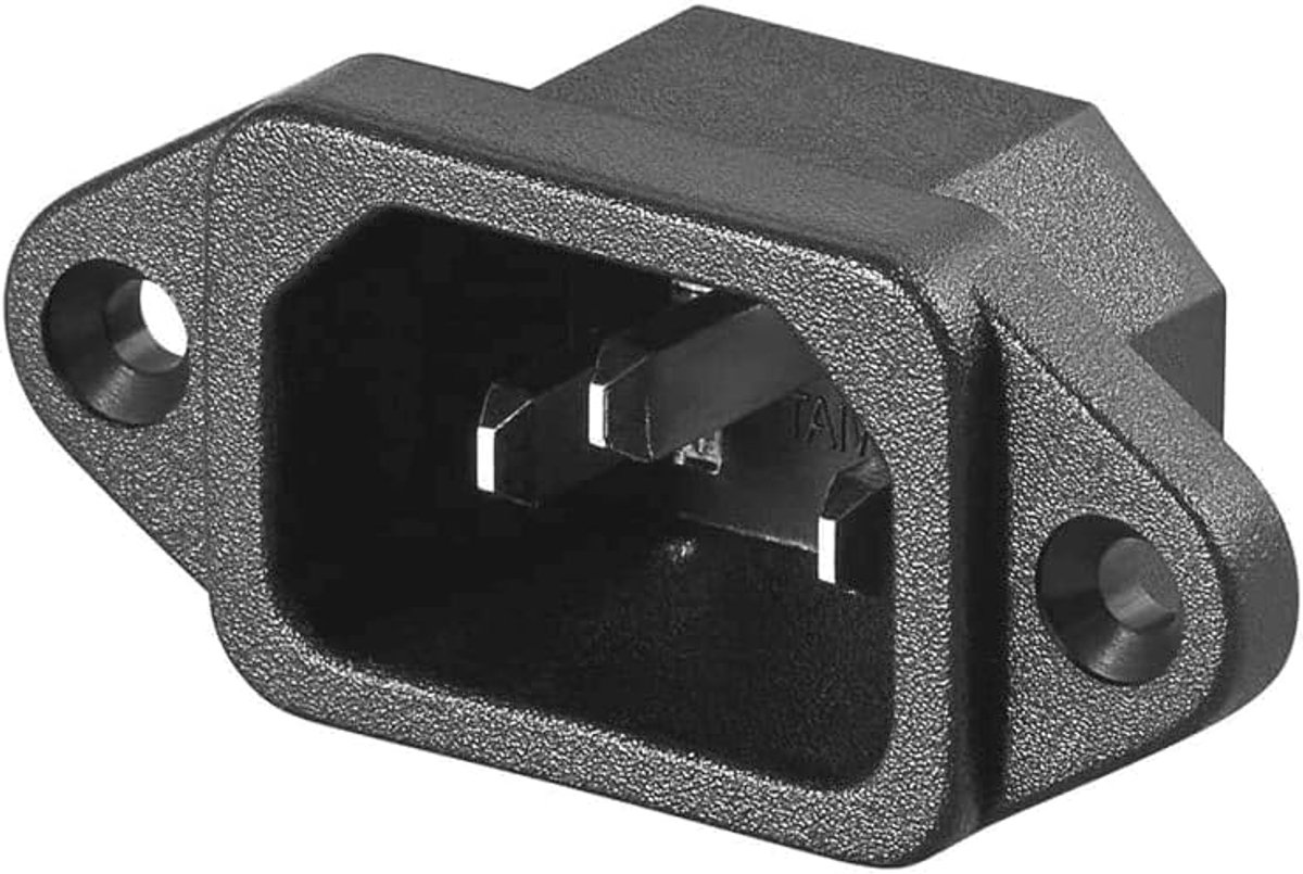 Mannelijk zwart voor schakelpaneelbehuizing aansluiting 250 V, 10 A, IEC-320 C14