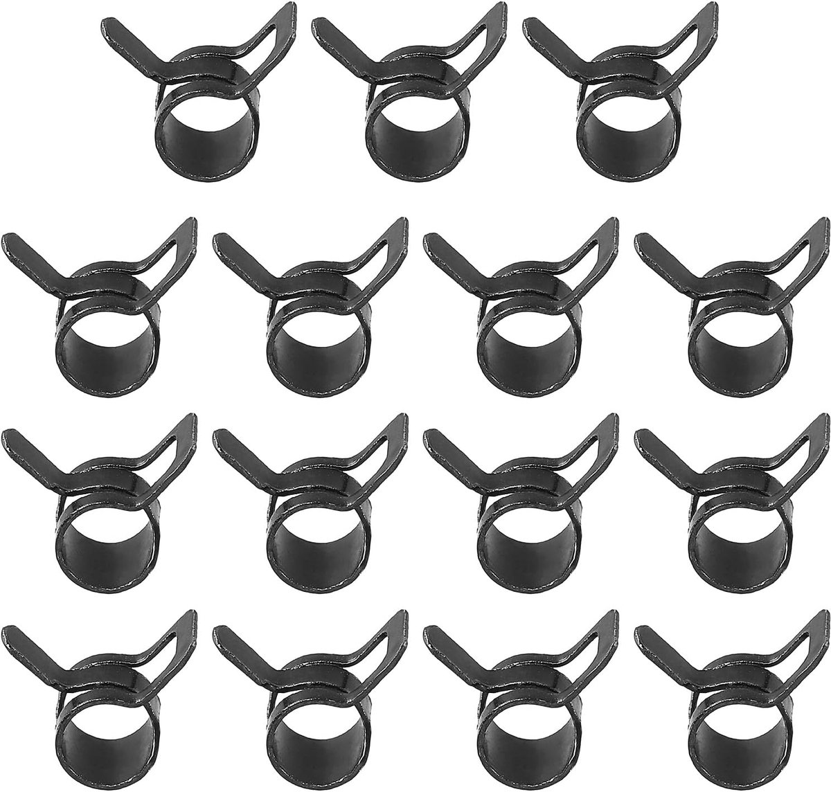 Veerband slangklemmen voor 5-6mm OD slang, 15 stuks siliconen vacuüm constante spanning bandklemmen voor brandstofleiding, siliconen luchtslang buis waterpijp, zwart