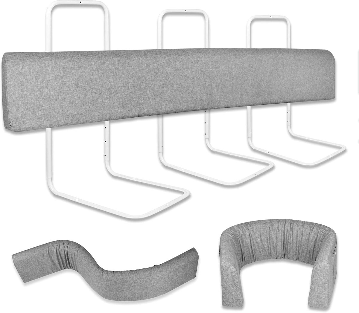 100cm Kinderbedrand Beschermerset Hoogte Verstelbaar Wiegbeveiliging Antislip Uitval Bedhekken voor Kinderbed met Rits Vervormbaar Zacht Pakket Veiligheidsrails voor Peuter & Baby (1x180cm)