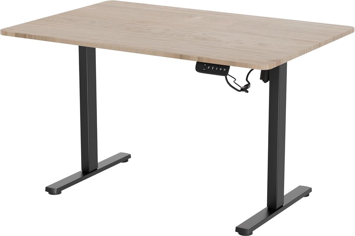 Zit-sta bureau elektrisch verstelbaar - 100 x 60 cm - Eiken zwart - Ergonomisch werken - SnelShoppen