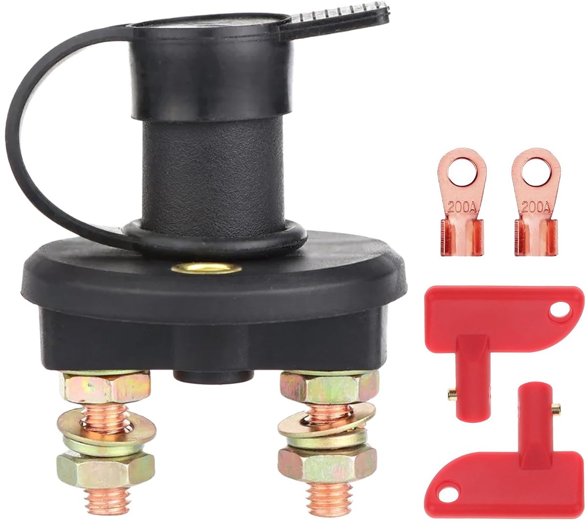 Scheidingsschakelaar voor autoaccu, 12 V, accu-scheidingsschakelaar met 2 sleutels, batterij-scheidingsschakelaar voor auto's, motorvoertuigen, caravans en boten enz