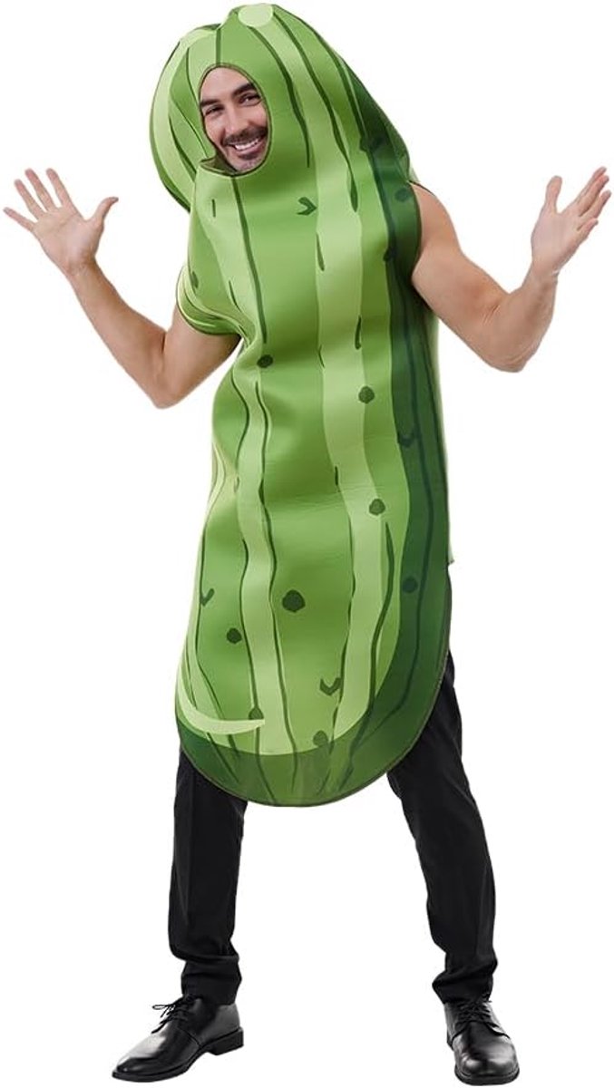Komkommer Halloween Kostuum Mannen Vrouwen Unisex Volwassenen Komkommer Kostuum Condiment Feestjurk Voedsel Grappig Cosplay Outfits