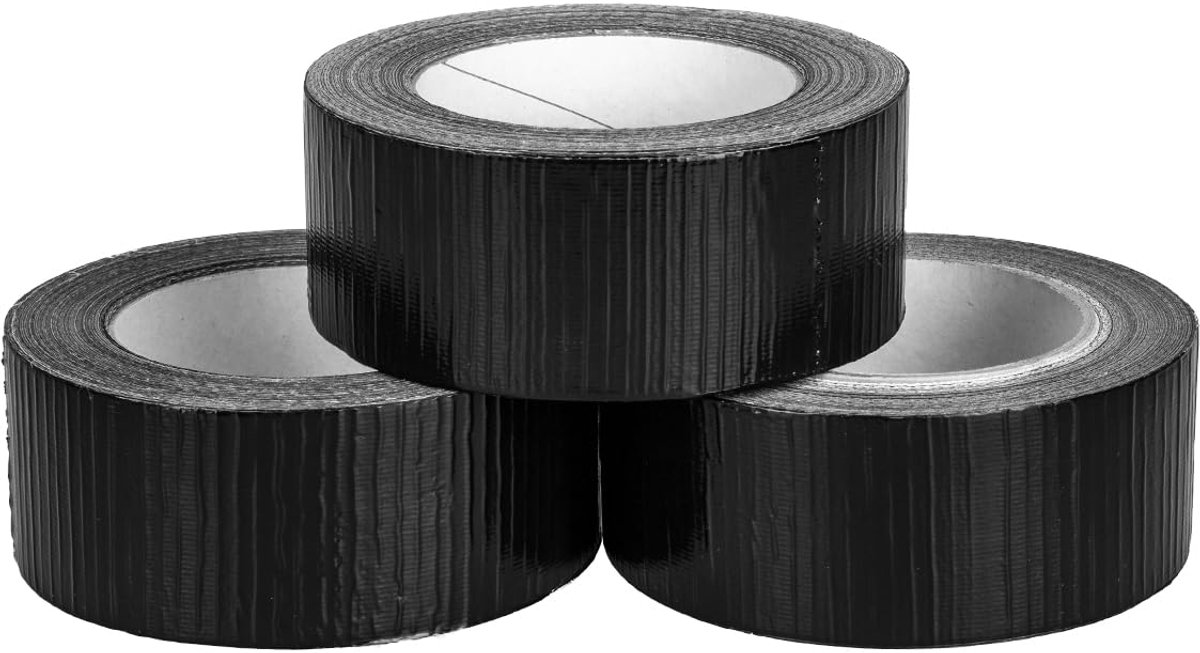 Verpacking Gaffa-tape, premium textieltape, zwart, 50 m x 48 mm, pantsertape, reparatietape, hoge kleefkracht, met natuurlijke rubberen lijm