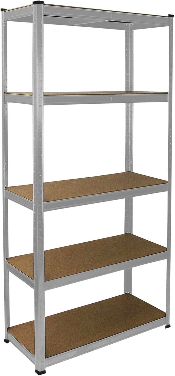 Opslagkast 90x40x180 cm - zilver - 100% zonder bouten - stevige metalen opslag - SnelShoppen