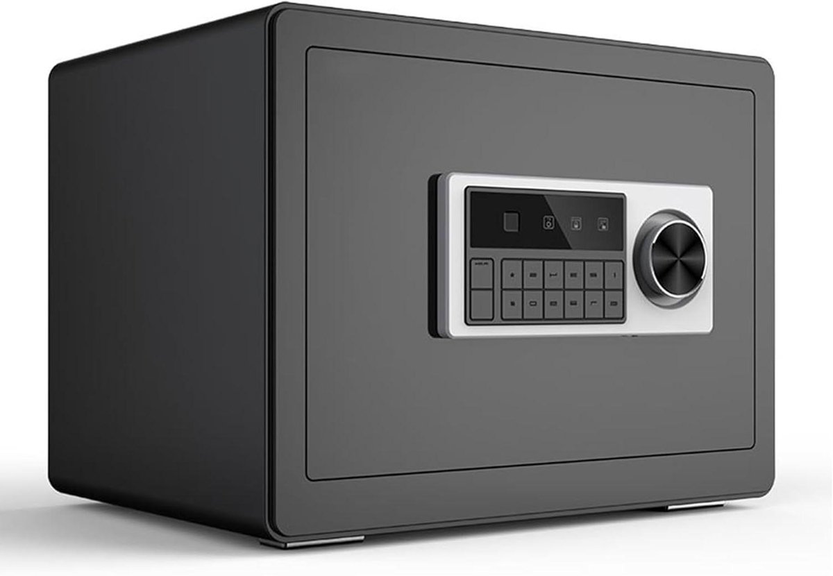 Kleine Kluis - Veiligheidsbox Codekluis - Waardevolle Spullen Beveiligen - Dubbele Openingsmethode - 25 cm - Zwart