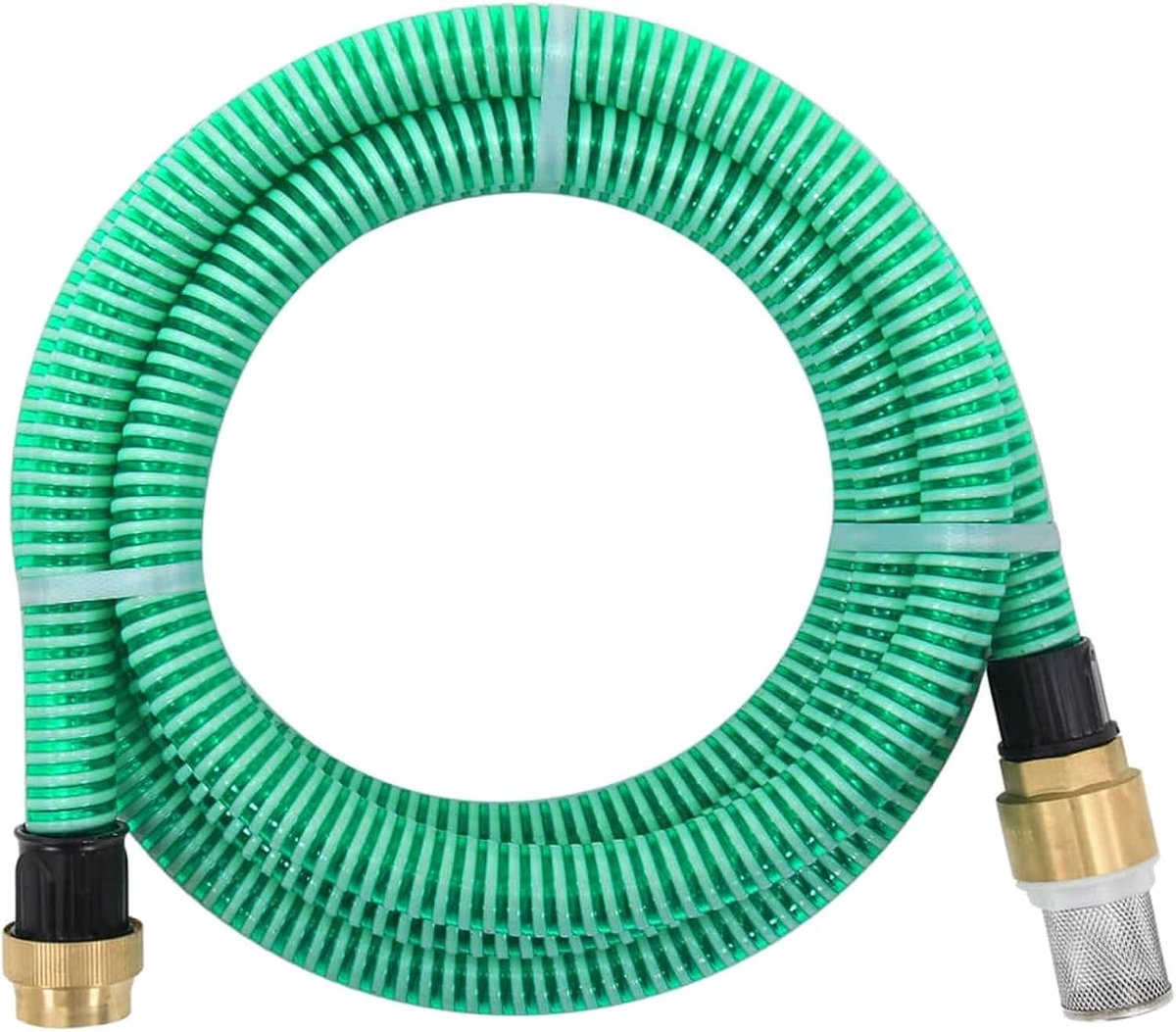 Zuigslang met messing aansluitingen, zuiggarnituur tuinslang pompslang aanzuigslang 7 m 25 mm groen