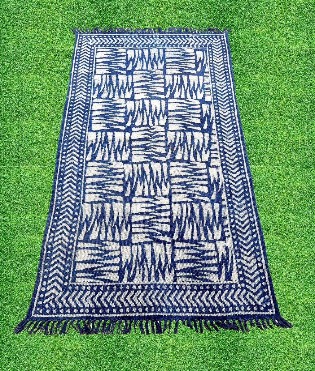 Yoga mat 3x5 FT - Katoenen runner - Reversibel design - Ideaal voor meditatie - SnelShoppen