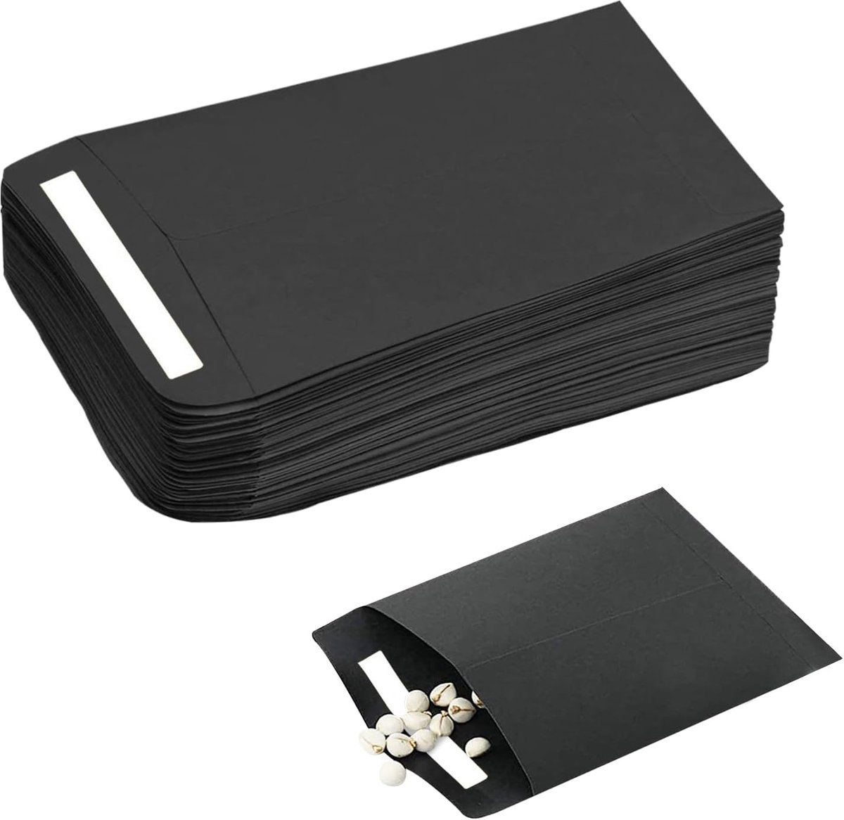 50 stuks kleine zwarte zelfklevende enveloppen - zaadpakketten, kraftpapier munt- en geldenveloppen voor zaden, munten, lonen, kralen, stempels (10 x 6 cm)