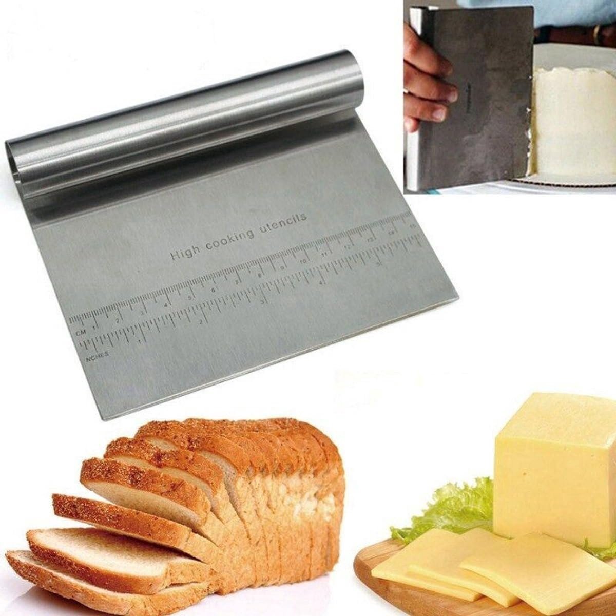 Deegsnijder RVS - Deegschraper met maatindicatie - Ideaal voor pizzadeeg en brood - Snel en eenvoudig deeg verwerken - SnelShoppen