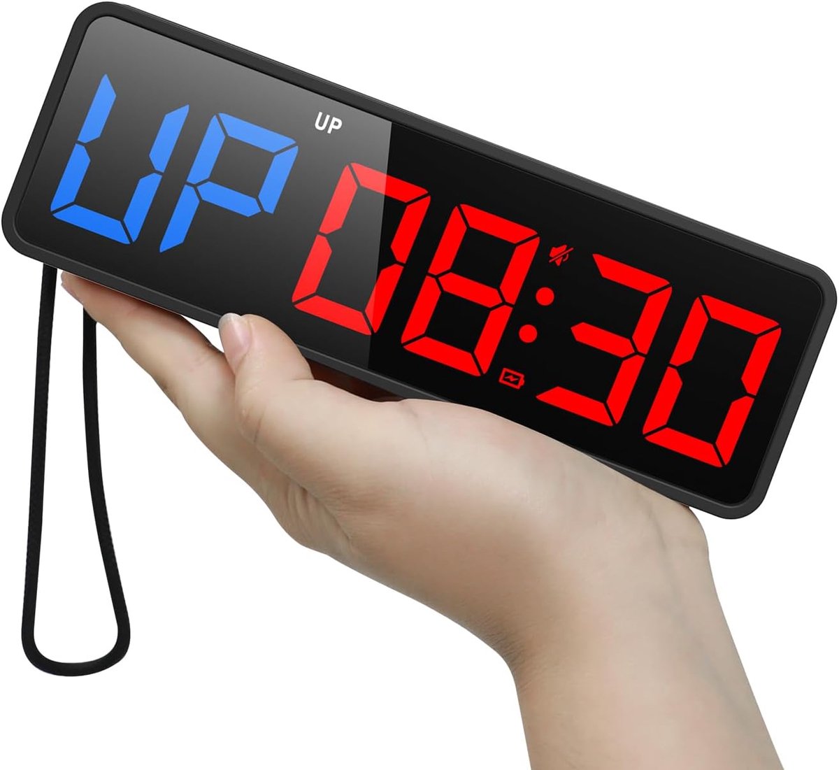 Draagbare Magneet Gym Timer &Clock, Countdown/UP, Stopwatch, Workout Interval Tijdmeter met Krachtige Batterij, Afstandsbediening, Volume&Brightness Control, Fitness Timer voor Home Gym Garage