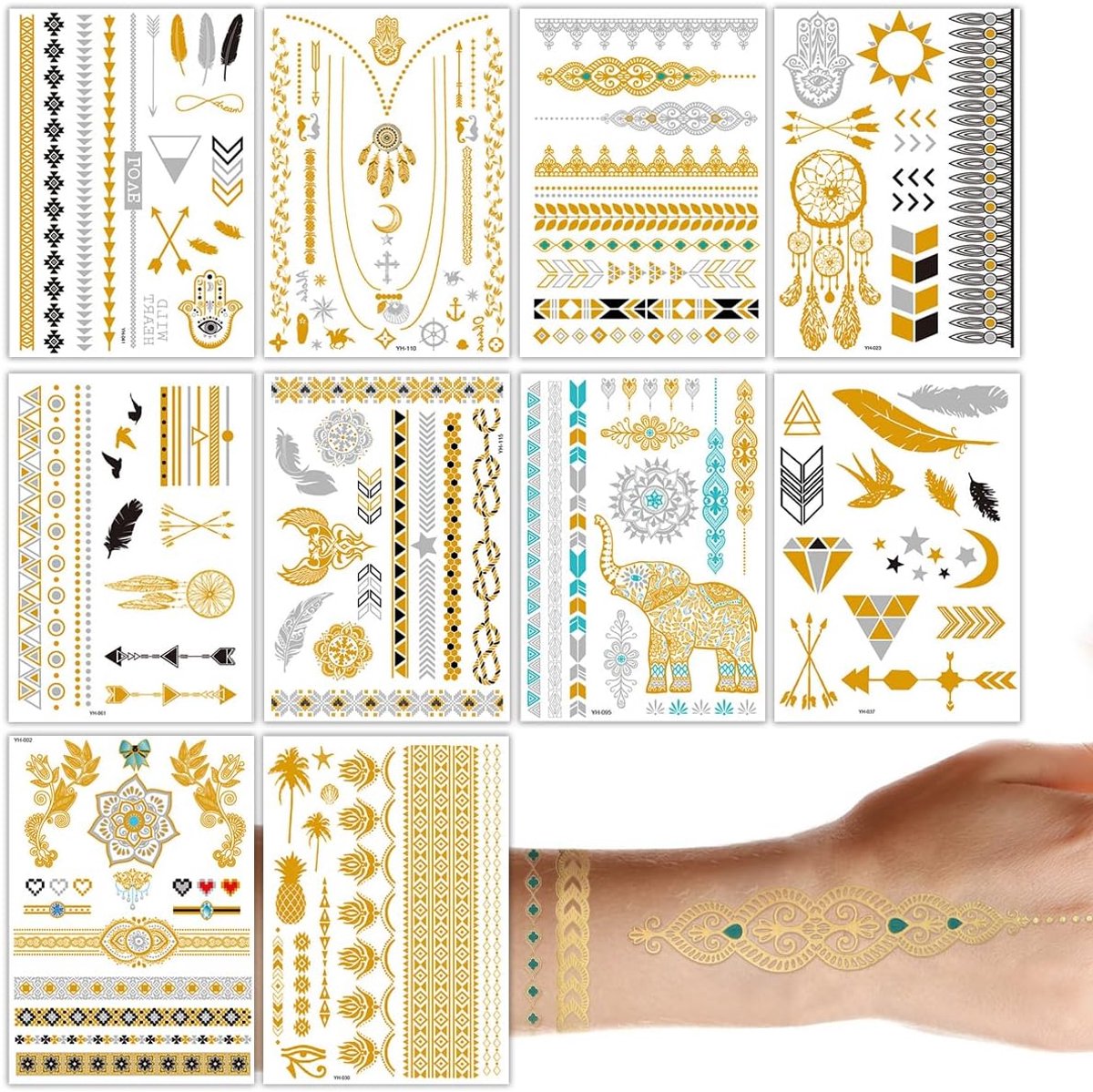 9 stuks glitter zomersproeten tattoo, doe-het-zelf make-up patches 1