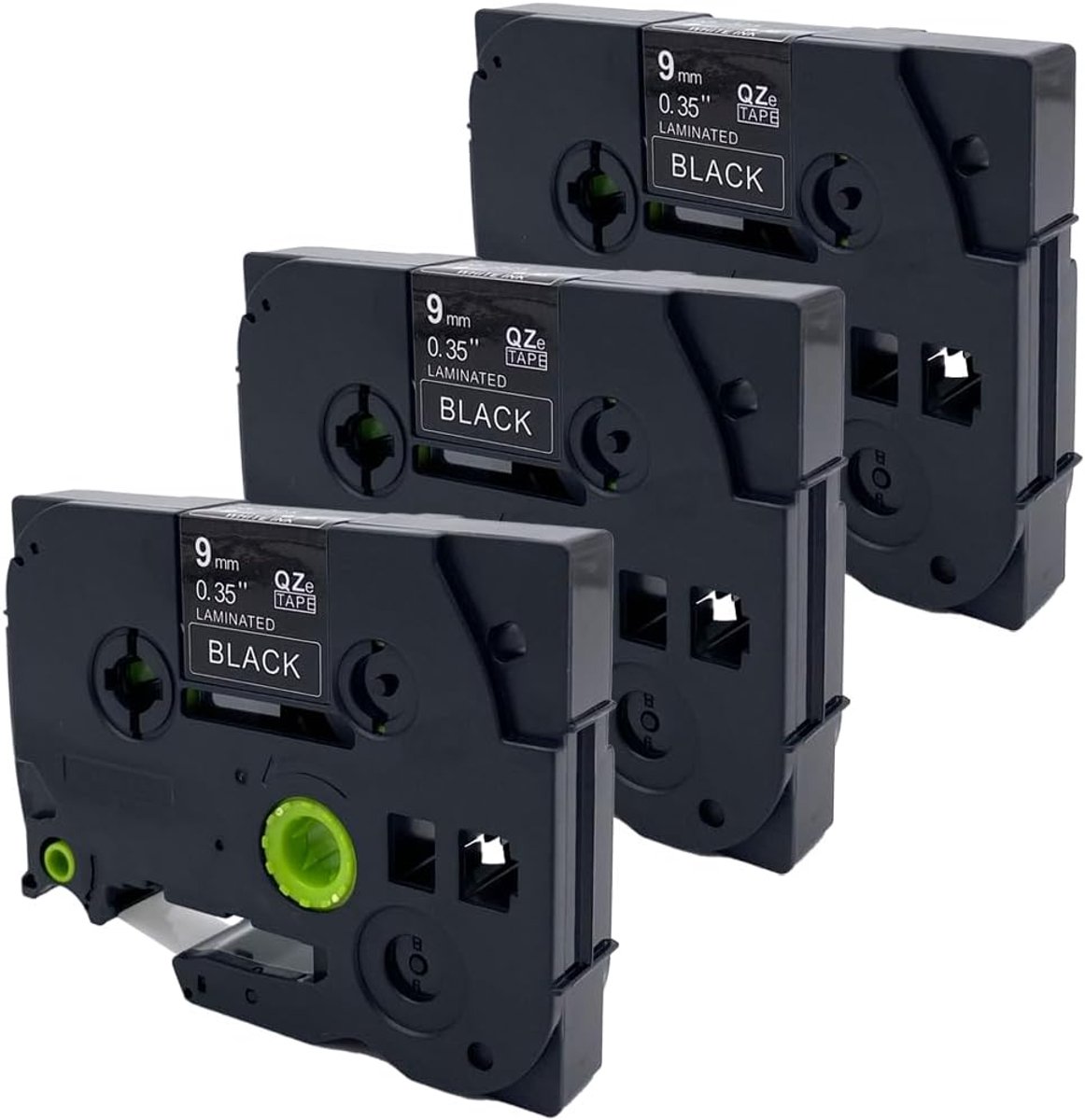 Label tape 9mm - wit op zwart - 8m lengte - geschikt voor Brother P-Touch - SnelShoppen