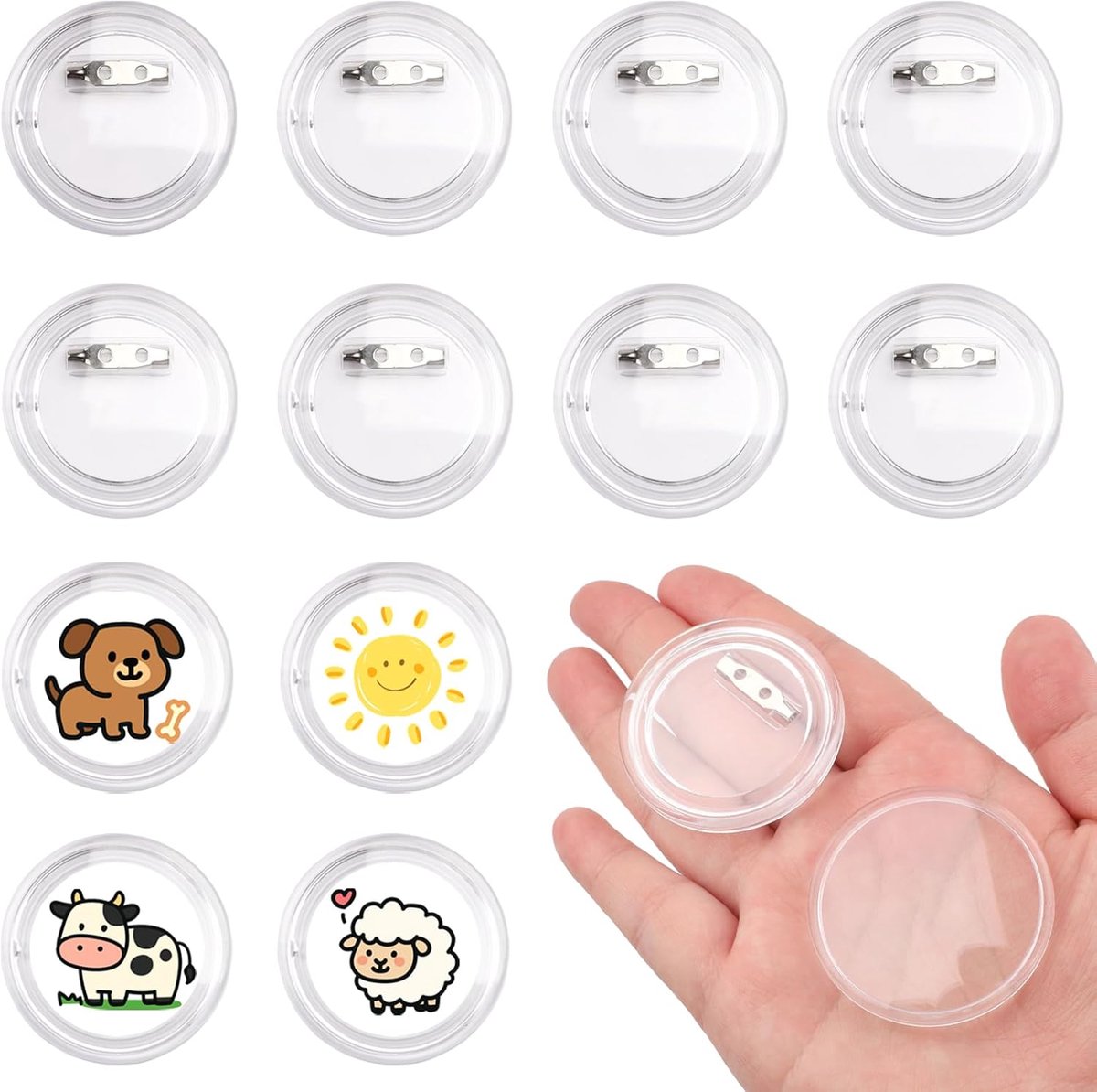 10 stuks transparante buttons, 44 mm DIY acryl buttonpennen badge voor het maken van je eigen badges fotoambachten
