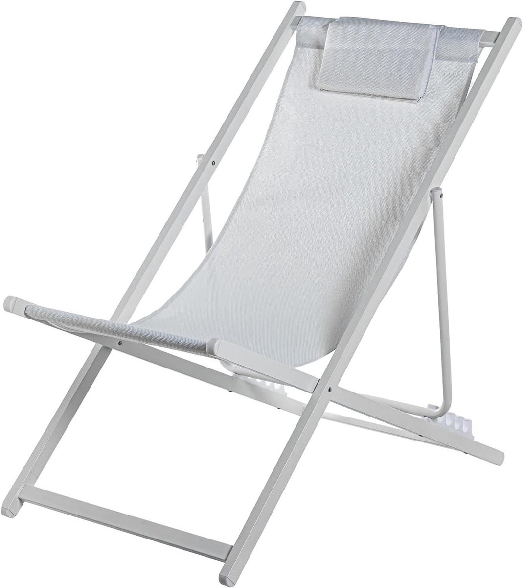 Opvouwbare Hangmat - Strandstoel Relaxstoel - Tuin Ontspannen - 5 Posities Verstelbaar - 92 x 82 x 103 cm - Wit