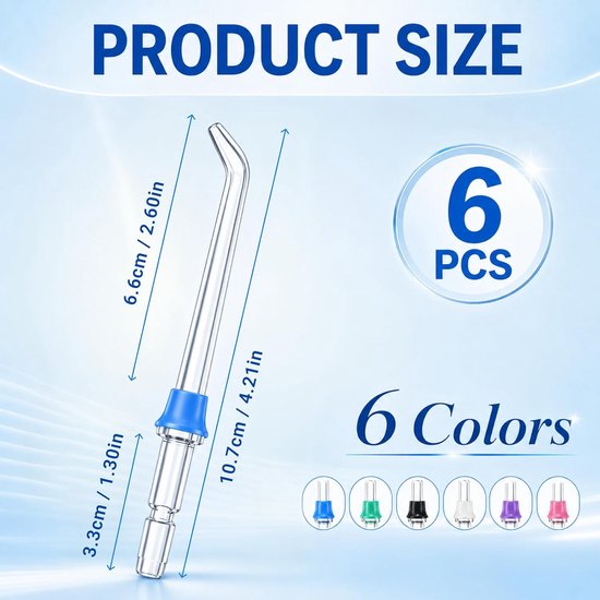 6 stuks monddouche opzetstukken compatibel met Waterpik WP-100 WP-660 Oral B Universal Jet Tips reservemondstukken tandreiniging monddouche accessoires set voor dagelijkse mondhygiëne en grondige — afbeelding 5