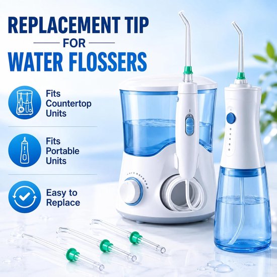 6 stuks monddouche opzetstukken compatibel met Waterpik WP-100 WP-660 Oral B Universal Jet Tips reservemondstukken tandreiniging monddouche accessoires set voor dagelijkse mondhygiëne en grondige — afbeelding 4