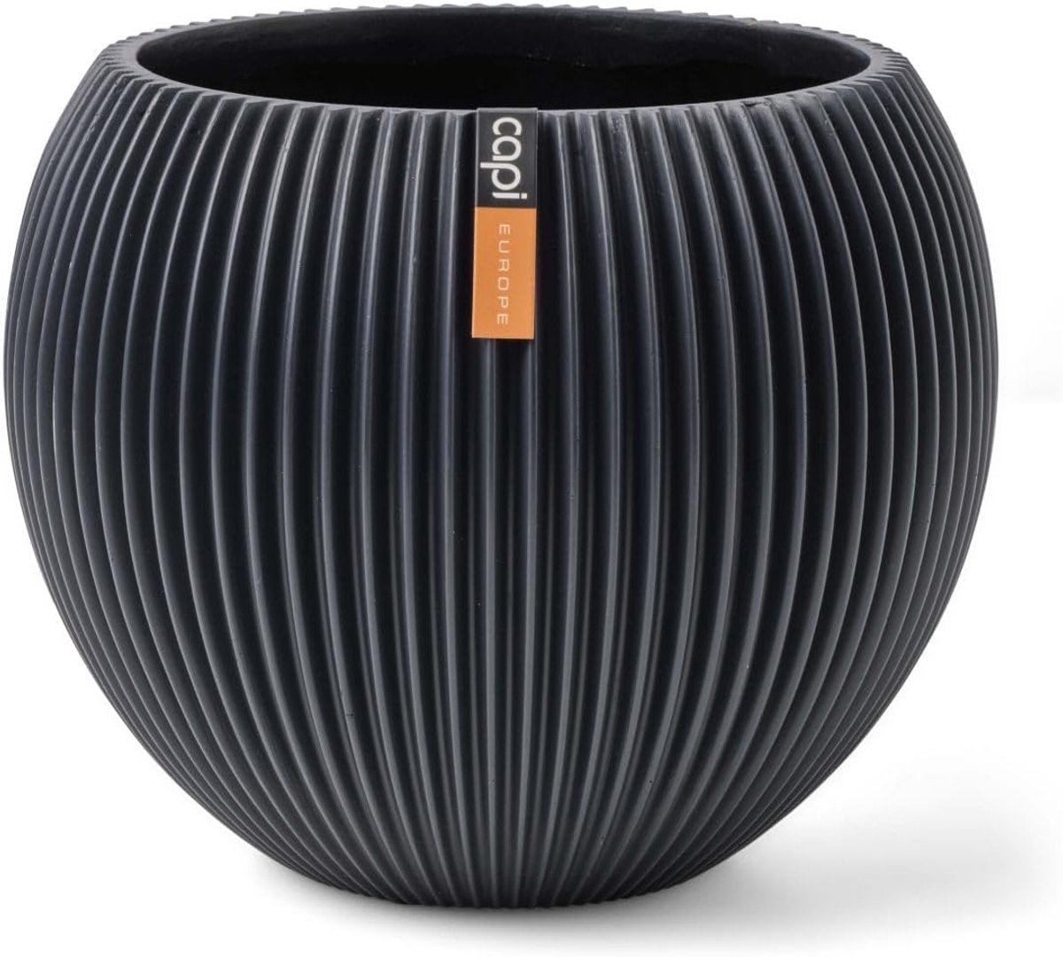 Vaas bal Groove 30x25 - grafietgrijs - modern ontwerp - voor binnen en buiten gebruik - SnelShoppen