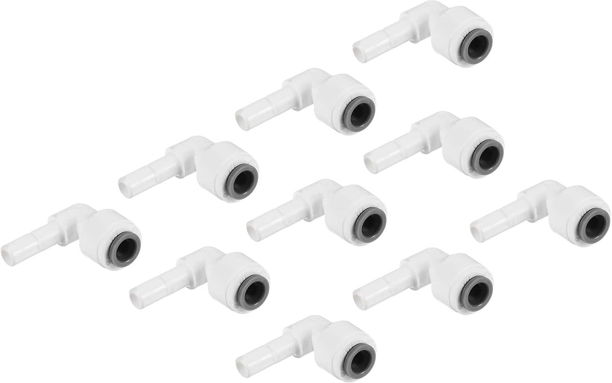 1/4 "waterpijp stam elleboog connector, 10 pack 90 graden push to connect waterlijn fitting voor RO watersysteem, wit