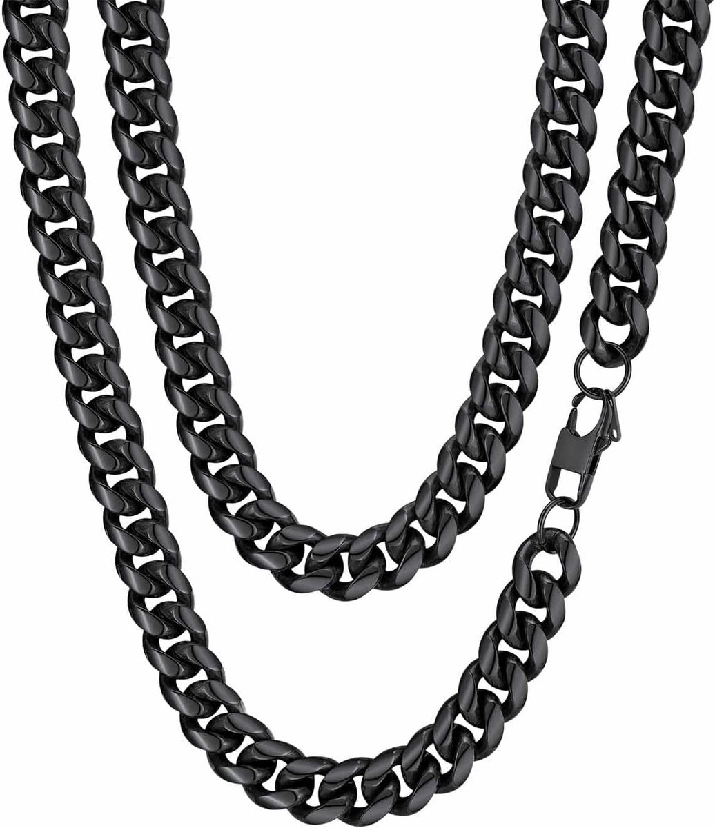 Halsketting voor heren, roestvrijstalen pantserketting, 36 cm - 75 cm, punk, massieve Miami-ketting, 14 mm brede ketting voor verjaardag, Vaderdag